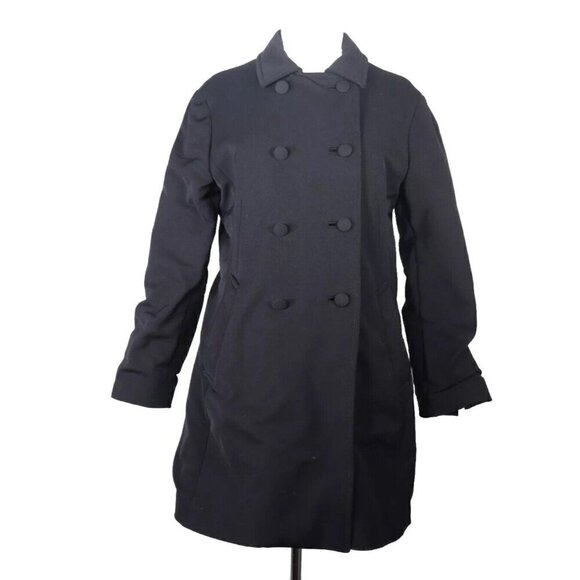 Prada Milano Women's 44 Black Double-Breasted Polyester Trench Coat Mid Length - Picture 3 of 13